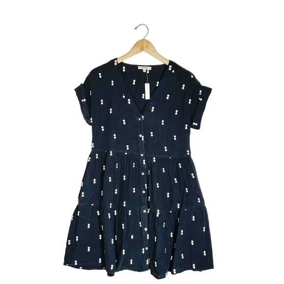 MADEWELL Lightspun Cuff Sleeve Button Front Tiered Mini Dress XXS SOLD - Picture 4 of 8